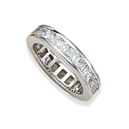 Princess Cut Cubics Eternity Ring - Click Image to Close